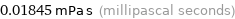 0.01845 mPa s (millipascal seconds)