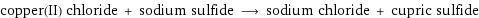 copper(II) chloride + sodium sulfide ⟶ sodium chloride + cupric sulfide