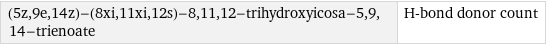 (5z, 9e, 14z)-(8xi, 11xi, 12s)-8, 11, 12-trihydroxyicosa-5, 9, 14-trienoate | H-bond donor count