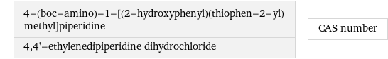 4-(boc-amino)-1-[(2-hydroxyphenyl)(thiophen-2-yl)methyl]piperidine 4, 4'-ethylenedipiperidine dihydrochloride | CAS number