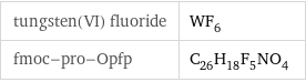 tungsten(VI) fluoride | WF_6 fmoc-pro-Opfp | C_26H_18F_5NO_4