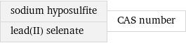 sodium hyposulfite lead(II) selenate | CAS number