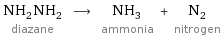 NH_2NH_2 diazane ⟶ NH_3 ammonia + N_2 nitrogen