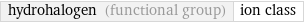 hydrohalogen (functional group) | ion class