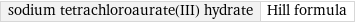 sodium tetrachloroaurate(III) hydrate | Hill formula