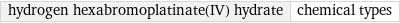 hydrogen hexabromoplatinate(IV) hydrate | chemical types