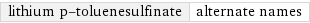 lithium p-toluenesulfinate | alternate names