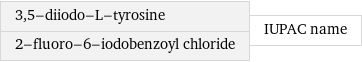 3, 5-diiodo-L-tyrosine 2-fluoro-6-iodobenzoyl chloride | IUPAC name