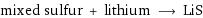 mixed sulfur + lithium ⟶ LiS