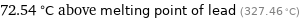 72.54 °C above melting point of lead (327.46 °C)