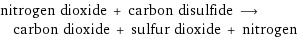 nitrogen dioxide + carbon disulfide ⟶ carbon dioxide + sulfur dioxide + nitrogen