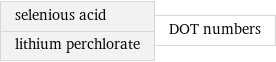 selenious acid lithium perchlorate | DOT numbers