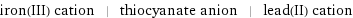 iron(III) cation | thiocyanate anion | lead(II) cation