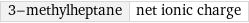 3-methylheptane | net ionic charge