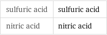 sulfuric acid | sulfuric acid nitric acid | nitric acid