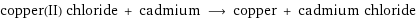 copper(II) chloride + cadmium ⟶ copper + cadmium chloride