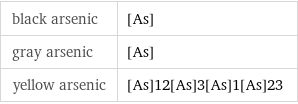 black arsenic | [As] gray arsenic | [As] yellow arsenic | [As]12[As]3[As]1[As]23