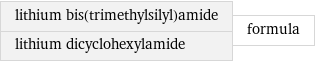 lithium bis(trimethylsilyl)amide lithium dicyclohexylamide | formula