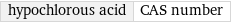 hypochlorous acid | CAS number