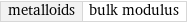 metalloids | bulk modulus