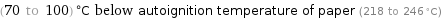 (70 to 100) °C below autoignition temperature of paper (218 to 246 °C)