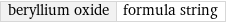 beryllium oxide | formula string