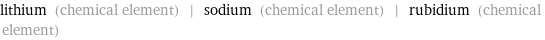 lithium (chemical element) | sodium (chemical element) | rubidium (chemical element)