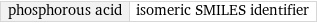 phosphorous acid | isomeric SMILES identifier