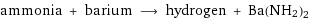 ammonia + barium ⟶ hydrogen + Ba(NH2)2