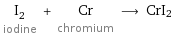 I_2 iodine + Cr chromium ⟶ CrI2