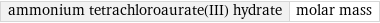 ammonium tetrachloroaurate(III) hydrate | molar mass