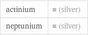 actinium | (silver) neptunium | (silver)