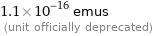 1.1×10^-16 emus  (unit officially deprecated)