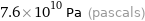 7.6×10^10 Pa (pascals)