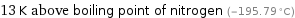 13 K above boiling point of nitrogen (-195.79 °C)