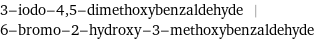 3-iodo-4, 5-dimethoxybenzaldehyde | 6-bromo-2-hydroxy-3-methoxybenzaldehyde