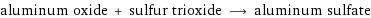 aluminum oxide + sulfur trioxide ⟶ aluminum sulfate