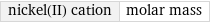 nickel(II) cation | molar mass