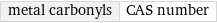 metal carbonyls | CAS number