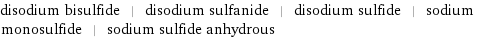 disodium bisulfide | disodium sulfanide | disodium sulfide | sodium monosulfide | sodium sulfide anhydrous