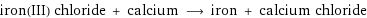 iron(III) chloride + calcium ⟶ iron + calcium chloride