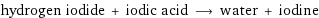 hydrogen iodide + iodic acid ⟶ water + iodine