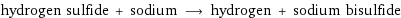 hydrogen sulfide + sodium ⟶ hydrogen + sodium bisulfide