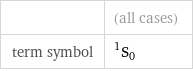   | (all cases) term symbol | ^1S_0