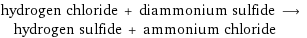 hydrogen chloride + diammonium sulfide ⟶ hydrogen sulfide + ammonium chloride