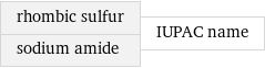 rhombic sulfur sodium amide | IUPAC name