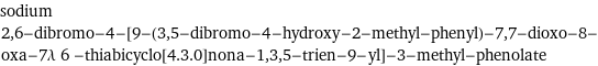 sodium 2, 6-dibromo-4-[9-(3, 5-dibromo-4-hydroxy-2-methyl-phenyl)-7, 7-dioxo-8-oxa-7λ 6 -thiabicyclo[4.3.0]nona-1, 3, 5-trien-9-yl]-3-methyl-phenolate