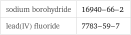 sodium borohydride | 16940-66-2 lead(IV) fluoride | 7783-59-7