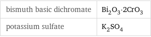 bismuth basic dichromate | Bi_2O_3·2CrO_3 potassium sulfate | K_2SO_4