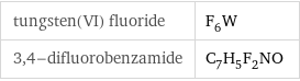 tungsten(VI) fluoride | F_6W 3, 4-difluorobenzamide | C_7H_5F_2NO